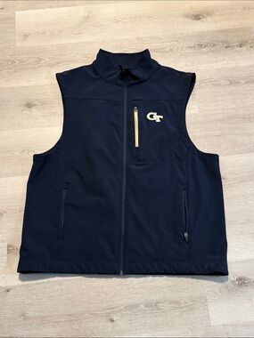 Colosseum Navy Softshell Vest with Yellow Accent